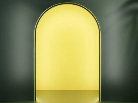 3d rendering Design for product with shadow of plants on background. dark gre Stock Illustration