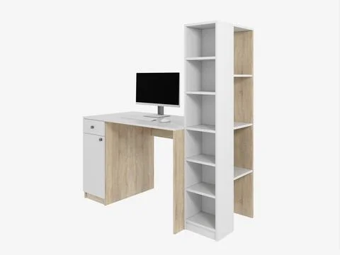 3d rendering of a desktop with a computer. Illustrazione stock