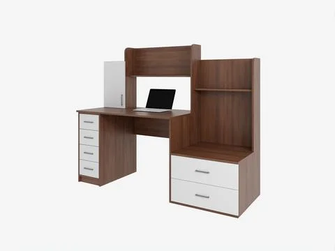 3d rendering of a desktop with a computer. 스톡 일러스트