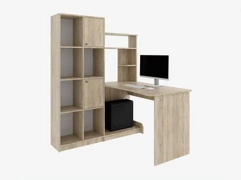 3d rendering of a desktop with a computer. 스톡 일러스트