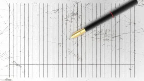 3d rendering of detailed closeup of a pen lying on a paper Stock Illustration