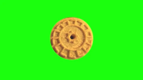 3D rendering of a detailed cookie spinning against a green backdrop Stock-Footage 287011391