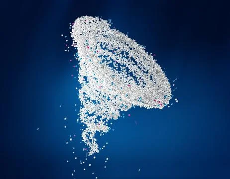 3D rendering of Detergent grain cyclone on a blue background. Great for advertis Stock Illustration