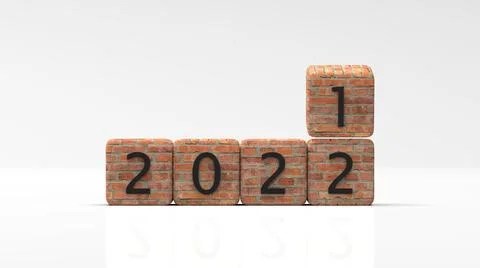 3d rendering of dice and changes the year 2021 to 2022 Stock-Illustration