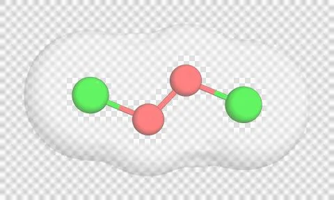 3D rendering of Dichlorine Dioxide over a transparent background. Stock Illustration