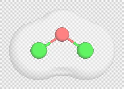 3D rendering of Dichlorine Monoxide over a transparent background. Stock Illustration
