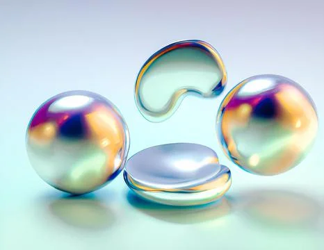 3d rendering of different abstract shiny objects. Stock Illustration