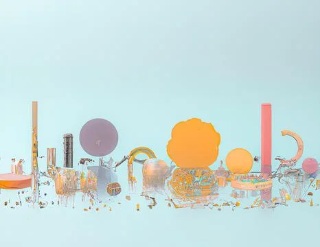3d rendering of different abstract shiny objects. Stock Illustration