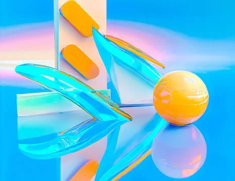 3d rendering of different abstract shiny objects. Stock Illustration