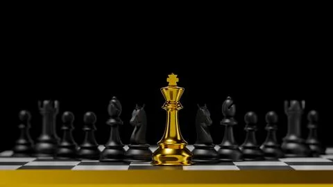 3D rendering different for competition gold king with strategic intelligenc.. Stock Photos