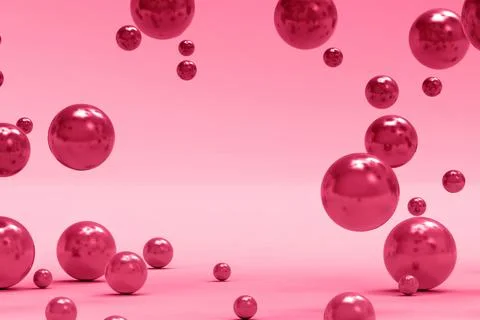 3d rendering of different magenta spheres. Abstract backdrop for cosmetics and Stock Illustration