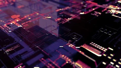 3D rendering. Digital binary data and electronic circuit board. Cyber security Stock Illustration