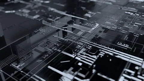 3D rendering. Digital binary data and electronic circuit board. Cyber security Stock Illustration