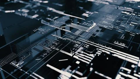 3D rendering. Digital binary data and electronic circuit board. Cyber security Stock Illustration