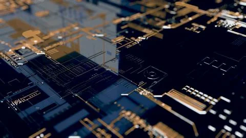 3D rendering. Digital binary data and electronic circuit board. Cyber security Stock Illustration