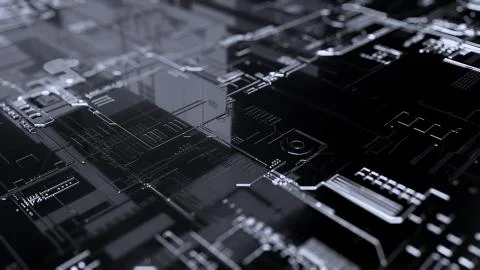 3D rendering. Digital binary data and electronic circuit board. Cyber security Stock Illustration