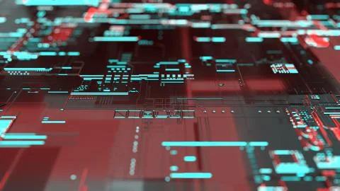 3D rendering. Digital binary data and electronic circuit board. Cyber security Stock Illustration