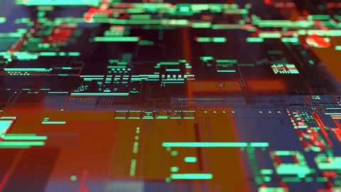 3D rendering. Digital binary data and electronic circuit board. Cyber security Stock Illustration