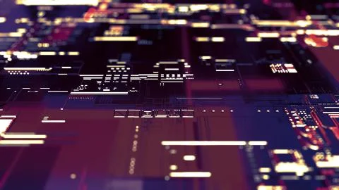 3D rendering. Digital binary data and electronic circuit board. Cyber security Stock Illustration