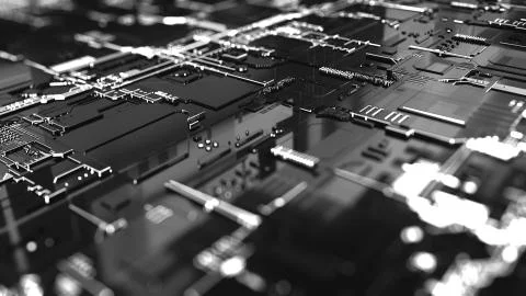 3D rendering. Digital binary data and electronic circuit board. Cyber security Stock Illustration
