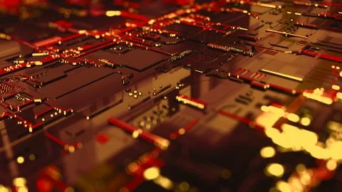 3D rendering. Digital binary data and electronic circuit board. Cyber security Stock Illustration