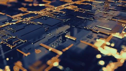 3D rendering. Digital binary data and electronic circuit board. Cyber security Stock Illustration