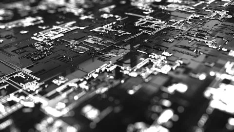 3D rendering. Digital binary data and electronic circuit board. Cyber security Stock Illustration