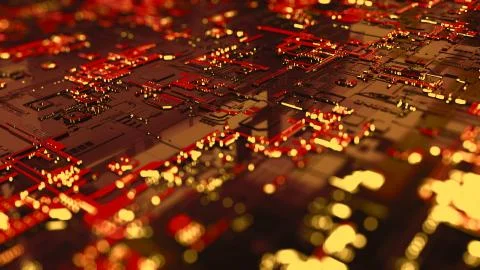 3D rendering. Digital binary data and electronic circuit board. Cyber security Stock Illustration