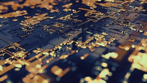 3D rendering. Digital binary data and electronic circuit board. Cyber security Stock Illustration