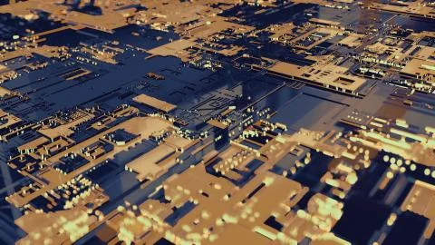 3D rendering. Digital binary data and electronic circuit board. Cyber security Stock Illustration