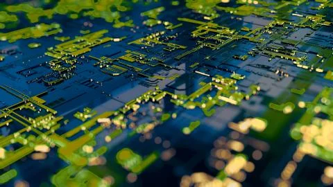 3D rendering. Digital binary data and electronic circuit board. Cyber security Stock Illustration