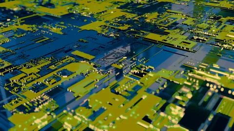 3D rendering. Digital binary data and electronic circuit board. Cyber security Stock Illustration