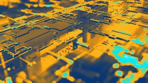 3D rendering. Digital binary data and electronic circuit board. Cyber security Stock Illustration