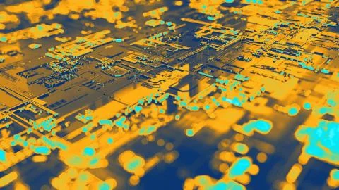 3D rendering. Digital binary data and electronic circuit board. Cyber security Stock Illustration