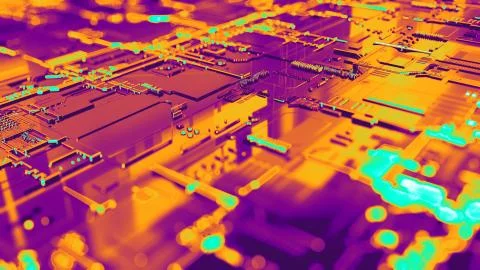 3D rendering. Digital binary data and electronic circuit board. Cyber security Stock Illustration