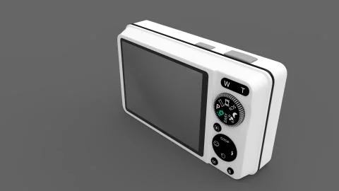 3d rendering of a digital camera isolated in studio background Stock Illustration