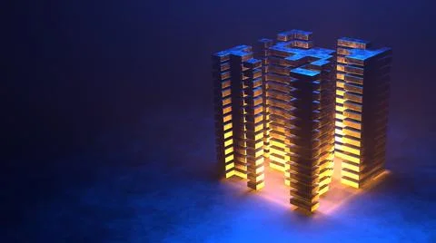3d Rendering. Digital City seamless loop. Futuristic Hi Tech Background Stock Illustration