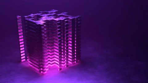 3d Rendering. Digital City seamless loop. Futuristic Hi Tech Background Stock Illustration