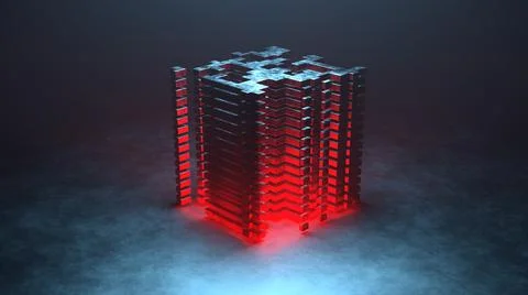 3d Rendering. Digital City seamless loop. Futuristic Hi Tech Background Stock Illustration