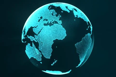 3d rendering digital Earth hologram concept. Technology image of globe blue Stock Illustration