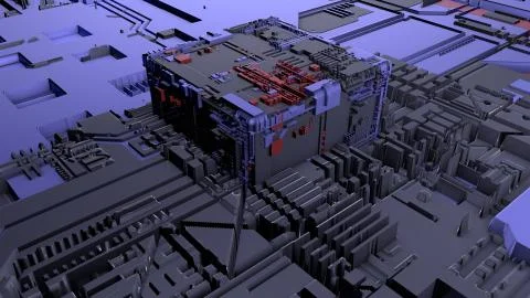 3D Rendering Digital Hi-Tech Abstract Background. Stock Illustration