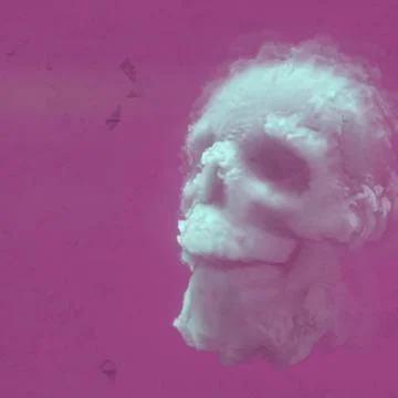 3d rendering digital illustration of a human skull formed by swirling blue smoke Stock Illustration