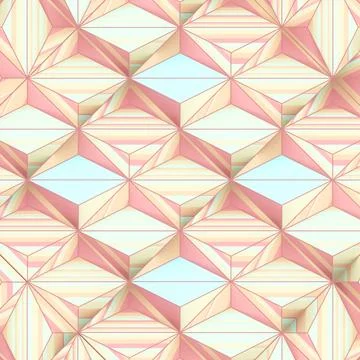 3d rendering digital illustration of polygons arranged in a repeating pattern Stock Illustration