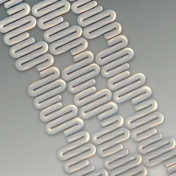3d rendering digital illustration of white S-shaped wave pattern Stock Illustration