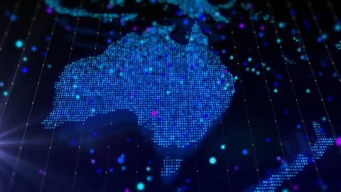 3D rendering digital map of Australia Stock Illustration