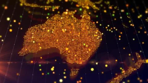 3D rendering digital map of Australia Stock Illustration