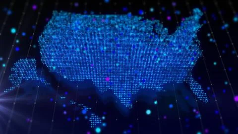 3D rendering digital map of USA Stock Illustration