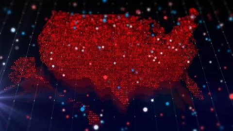 3D rendering digital map of USA Stock Illustration