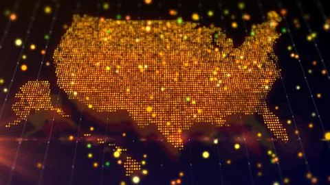 3D rendering digital map of USA Stock Illustration