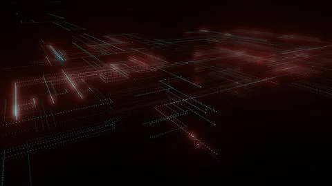 3D rendering of a digital neon mesh made of bright lines and dots Stock Illustration